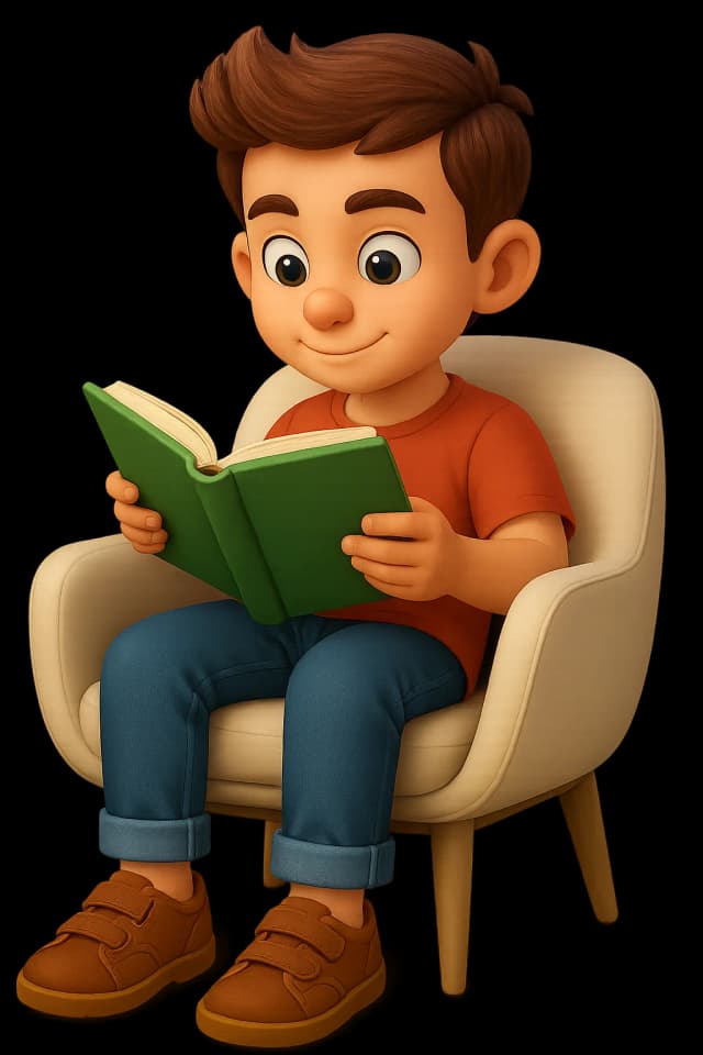 Boy reading a book